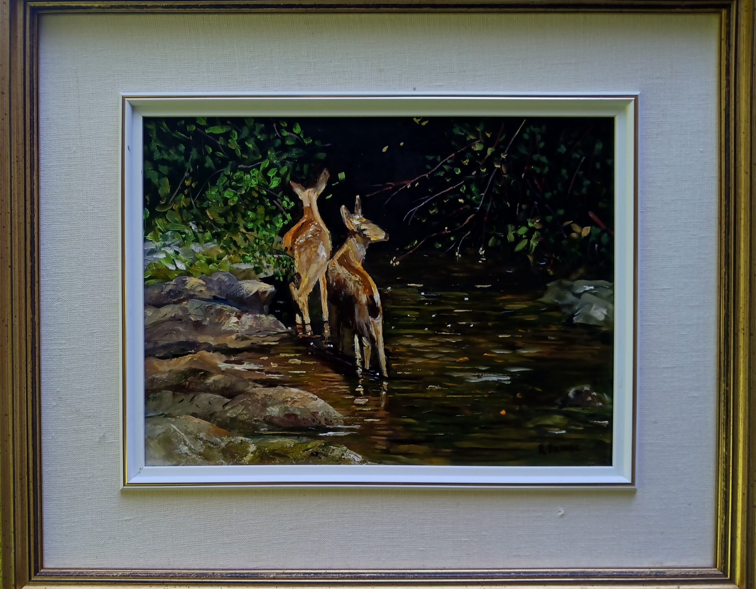 2 DEER IN CREEK 12 X 16