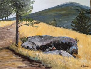 Rock and Path 16 x 20 oil on canvas painting by Artist Ron Bridge
