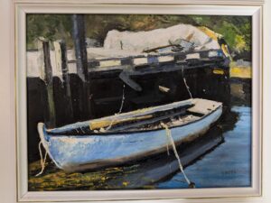 Rowboat at wharf - framed Rowboat at wharf - framed
