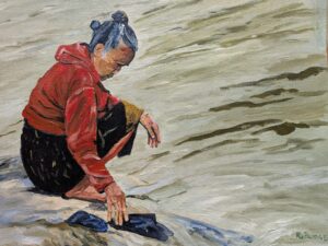 Washing at the River 14 x 18 Washing at the River 14 x 18