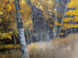 Oil on canvas, Artist Ron Bridge Vancouver Island, Late September 16x20